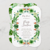Tropical Bird of Paradise Baby shower uitnodiging (Voorkant / Achterkant)