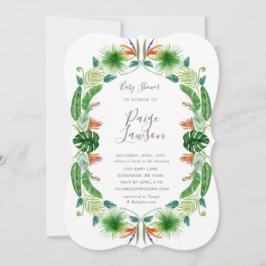 Tropical Bird of Paradise Baby shower uitnodiging (Voorkant)