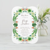 Tropical Bird of Paradise Baby shower uitnodiging (Staand voorkant)