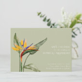 Tropical Bird of Paradise Beach Wedding Photo  Save The Date (Staand voorkant)
