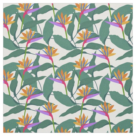 Tropical Bird of Paradise Floral Pattern Stof (Swatch)