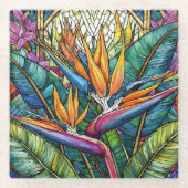 Tropical Bird of Paradise Glas in lood kunst Glazen Onderzetter (Voorkant)