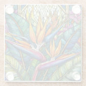 Tropical Bird of Paradise Glas in lood kunst Glazen Onderzetter (Achterkant)