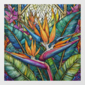Tropical Bird of Paradise Glas in lood kunst Raamsticker (Vel)