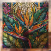 Tropical Bird of Paradise Glas in lood kunst Raamsticker (Vel 2)