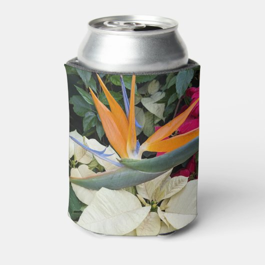 Tropical Bird of Paradise Plant en Poinsettias Blikjeskoeler (Blikje Achterkant)