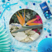 Tropical Bird of Paradise Plant en Poinsettias Papieren Bordje (Feest)