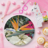 Tropical Bird of Paradise Plant en Poinsettias Papieren Bordje (Feest)