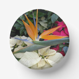 Tropical Bird of Paradise Plant en Poinsettias Papieren Bordje