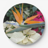 Tropical Bird of Paradise Plant en Poinsettias Papieren Bordje (Voorkant)