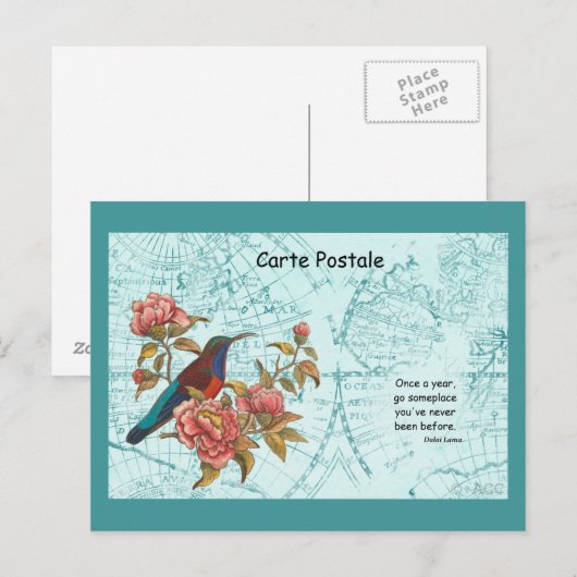 Tropical Bird Travel Wereldkaart Carte Postale Briefkaart (Voorkant / Achterkant)