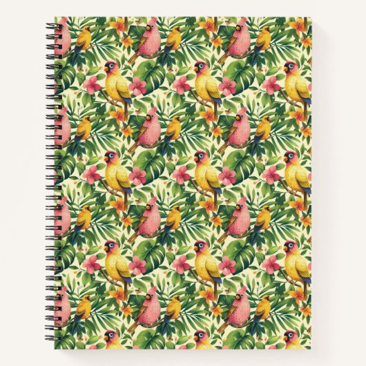 Tropical Birds and Flowers Spiral Notitieboek (Voorkant)