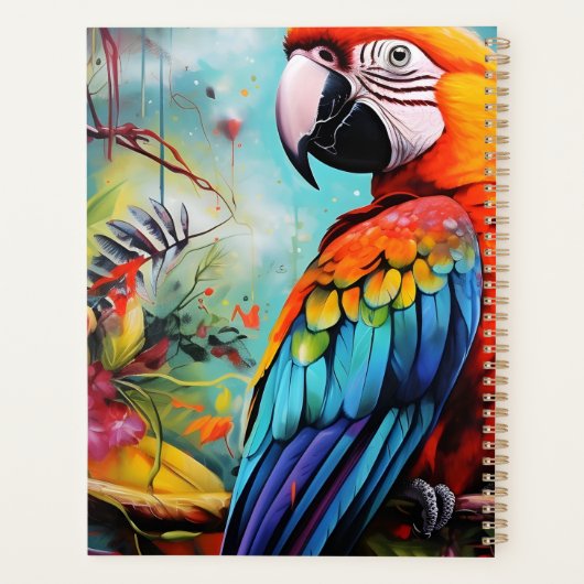 Tropical birds, Ara’s sitting on a branch  Planner (Achterkant)