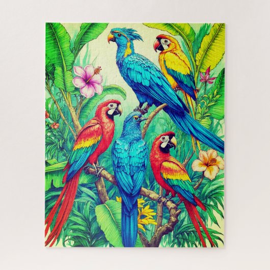 Tropical Birds Botanical Illustration Legpuzzel (Verticaal)