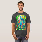 Tropical Birds Botanical Illustration T-shirt (Voorkant volledig)