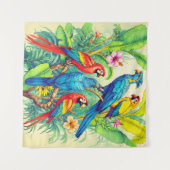 Tropical Birds Botanical Illustration Wandkleed (Voorkant (horizontaal))