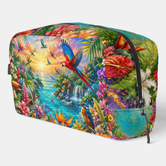 Tropical Birds Dopp Kit | Colorful Floral Toiletry Toilettasje