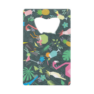 Tropical Birds Drinken: levendig naadloos. Creditkaart Flessenopener