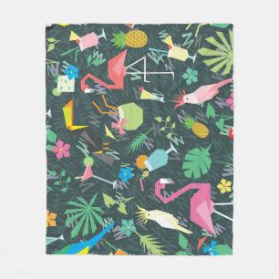 Tropical Birds Drinken: levendig naadloos. Fleece Deken