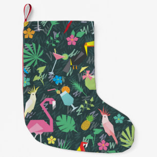 Tropical Birds Drinken: levendig naadloos. Kleine Kerstsok