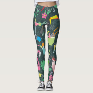 Tropical Birds Drinken: levendig naadloos. Leggings
