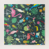 Tropical Birds Drinken: levendig naadloos. Legpuzzel (Horizontaal)