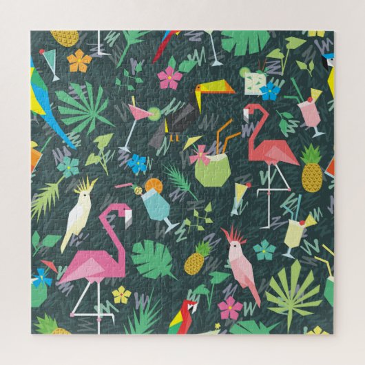 Tropical Birds Drinken: levendig naadloos. Legpuzzel (Verticaal)