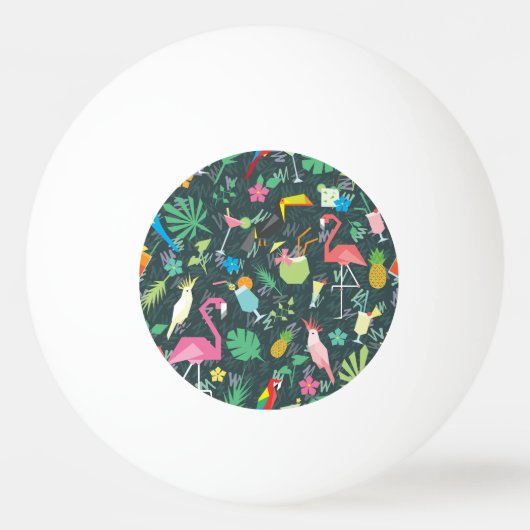 Tropical Birds Drinken: levendig naadloos. Pingpongbal (Voorkant)