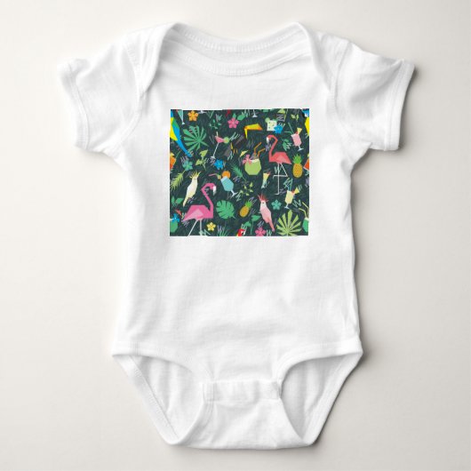 Tropical Birds Drinken: levendig naadloos. Romper (Voorkant)