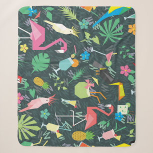 Tropical Birds Drinken: levendig naadloos. Sherpa Deken