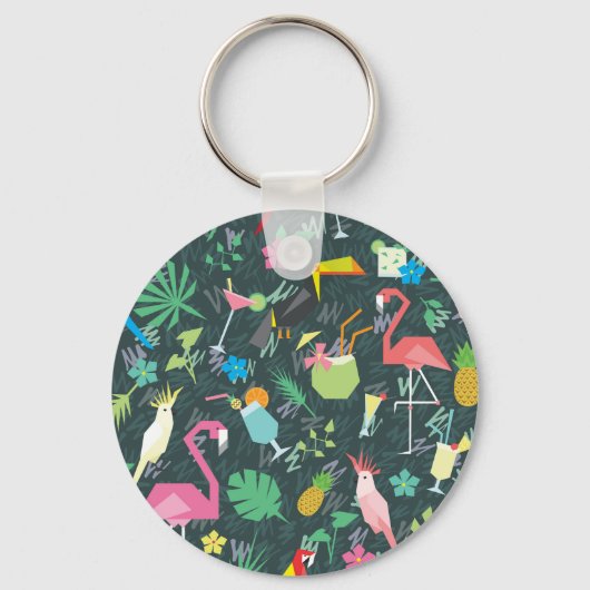 Tropical Birds Drinken: levendig naadloos. Sleutelhanger (Voorkant)