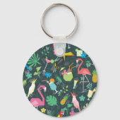 Tropical Birds Drinken: levendig naadloos. Sleutelhanger (Achterkant)
