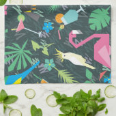 Tropical Birds Drinken: levendig naadloos. Theedoek (Gevouwen)