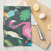 Tropical Birds Drinken: levendig naadloos. Theedoek (Quarter Fold)