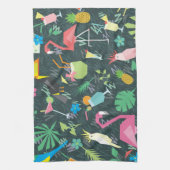 Tropical Birds Drinken: levendig naadloos. Theedoek (Verticaal)