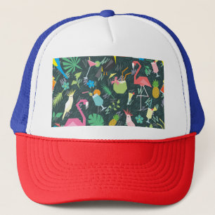 Tropical Birds Drinken: levendig naadloos. Trucker Pet