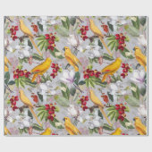 Tropical Birds Papegaaien Oerwoud - Grijs Cadeaupapier (Vlak)