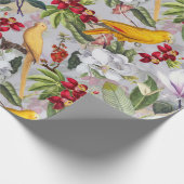 Tropical Birds Papegaaien Oerwoud - Grijs Cadeaupapier (Hoek)