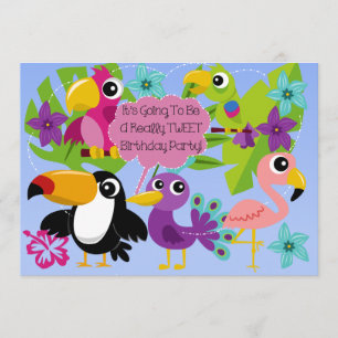 Tropical Birds Tweet Verjaardag Uitnodiging