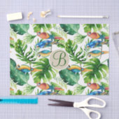 Tropical Birds verlaat Chic Monogram Letter Initia Tissuepapier (Craft)