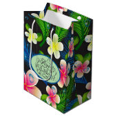 Tropical Birthday Floral Medium Gift Bag Medium Cadeauzakje (Voorkant Gekanteld)