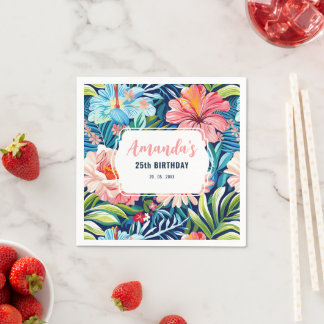 Tropical Birthday Party Floral Pattern Servet
