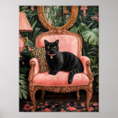 Tropical Black Cat on Sofa Poster Print, Funny Bla (Voorkant)