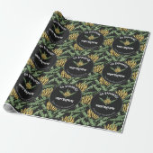 Tropical Black Go Bananas Happy Birthday Banana Cadeaupapier (Uitgerold)