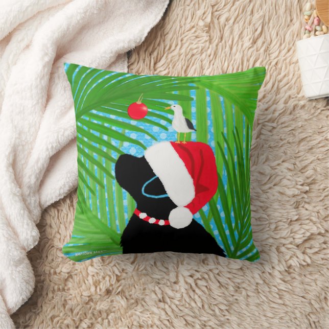 Tropical Black Lab Santa Seagull Christmas Kussen (Deken)
