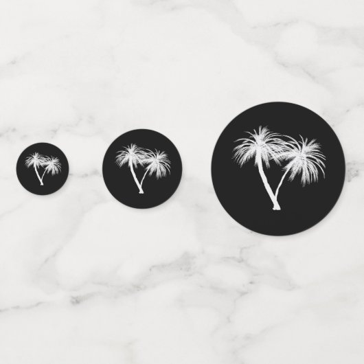 Tropical Black & White Palm Trees Party Confetti (Voorkanten)