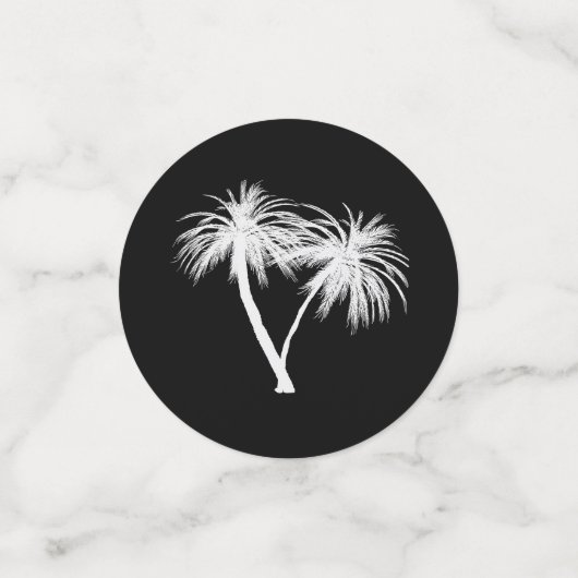 Tropical Black & White Palm Trees Party Confetti (Kleine voorkant)