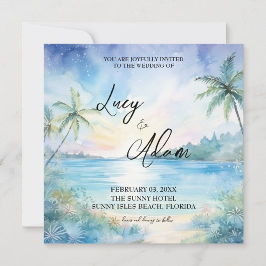 Tropical Bliss bruiloft uitnodiging (Voorkant)