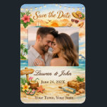 Tropical Bliss Photo Save Date Wedding Magnet Magneet<br><div class="desc">Tropical Bliss invites couples to announce their special day with a burst of island charm. This customizable template features “Save the Date” elegantly scripted at the top, a large central photo space for showcasing the couple’s favorite moment, and ample room below for personalized wording. The design is infused with lush...</div>