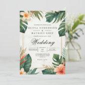 Tropical Bloom Accent Wedding Kaart (Staand voorkant)